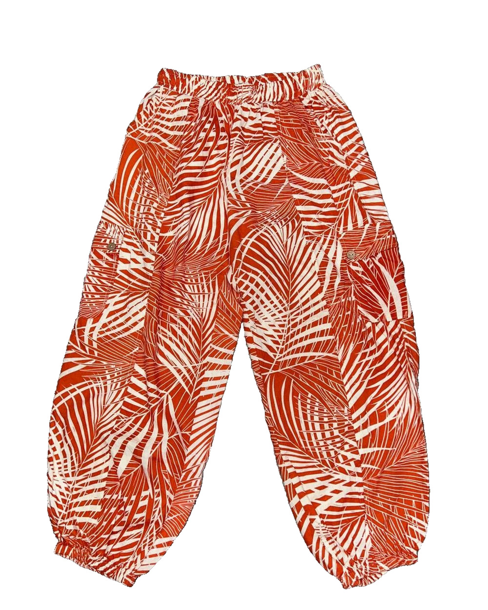 Panama Jack Tropical Palm cargo linen jogger palm Pants Orange Small A004486